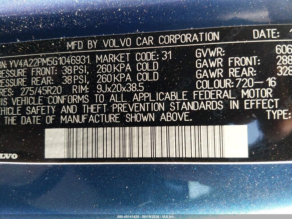 YV4A22PM5G1046931 2016 VOLVO XC90 photo no. 9