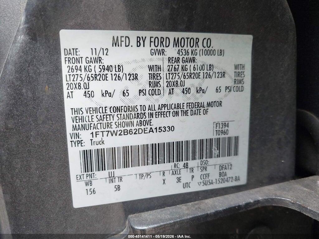 1FT7W2B62DEA15330 2013 FORD F-250 photo no. 9