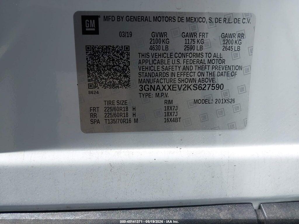 3GNAXXEV2KS627590 2019 CHEVROLET EQUINOX photo no. 9