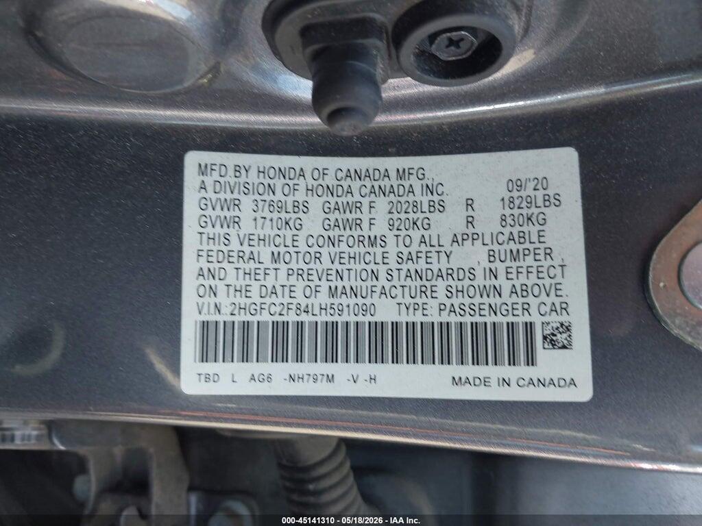 2HGFC2F84LH591090 2020 HONDA CIVIC photo no. 9