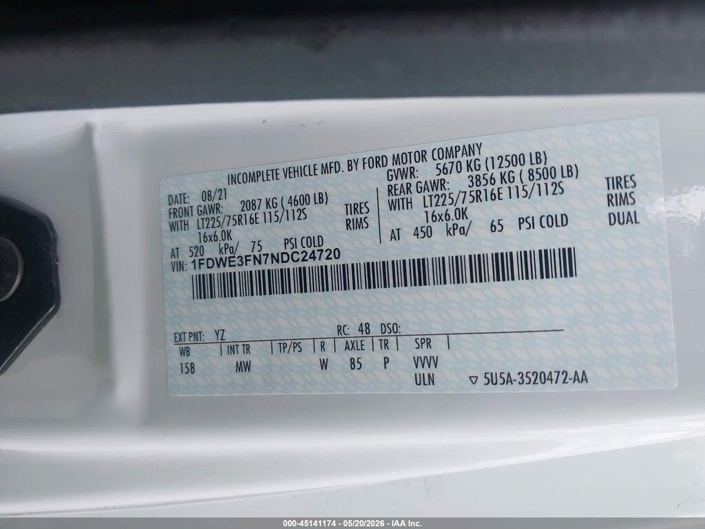 1FDWE3FN7NDC24720 2022 FORD E-350 CUTAWAY photo no. 8