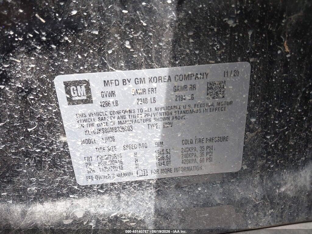 KL7CJKSB0MB336503 2021 CHEVROLET TRAX photo no. 9