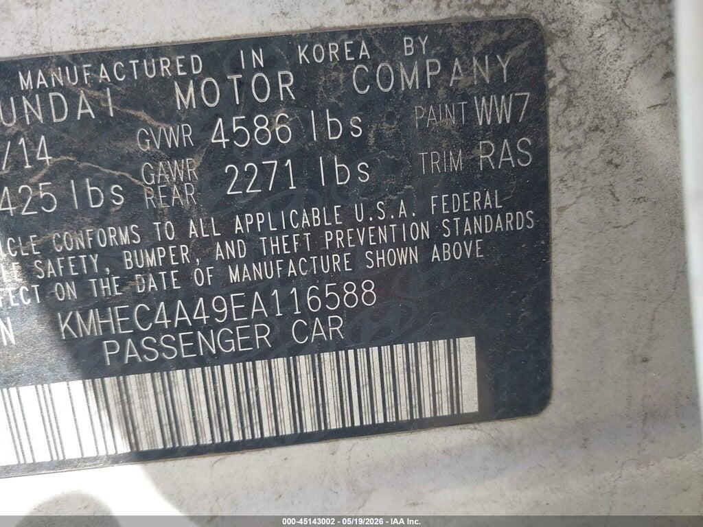 KMHEC4A49EA116588 2014 HYUNDAI SONATA HYBRID photo no. 9