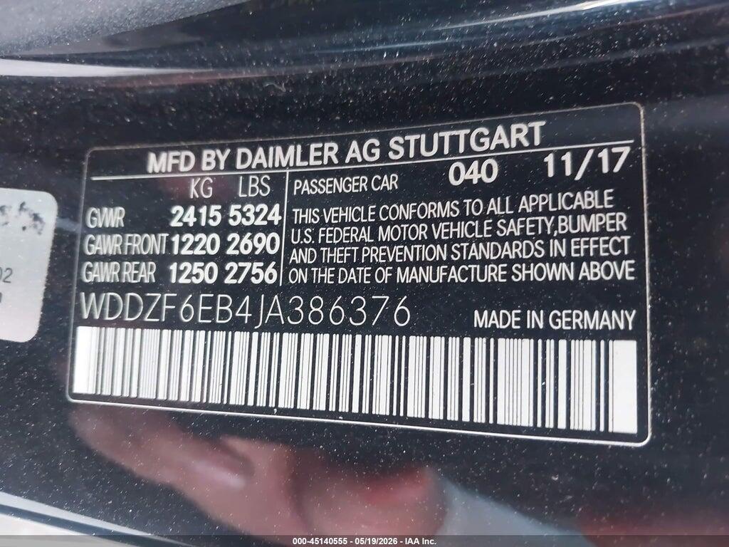 WDDZF6EB4JA386376 2018 MERCEDES-BENZ AMG E 43 photo no. 9