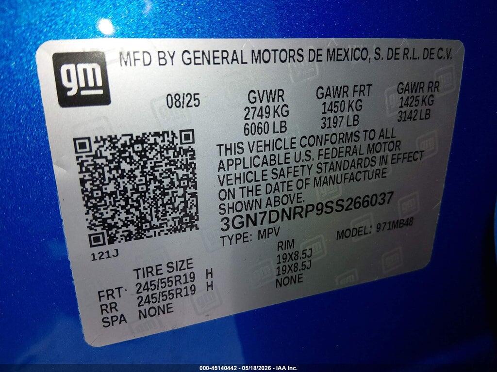 3GN7DNRP9SS266037 2025 CHEVROLET EQUINOX EV photo no. 9