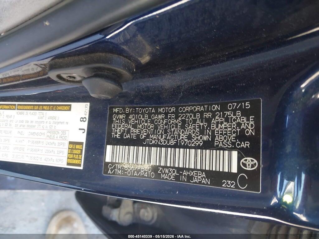 JTDKN3DU8F1970299 2015 TOYOTA PRIUS photo no. 9