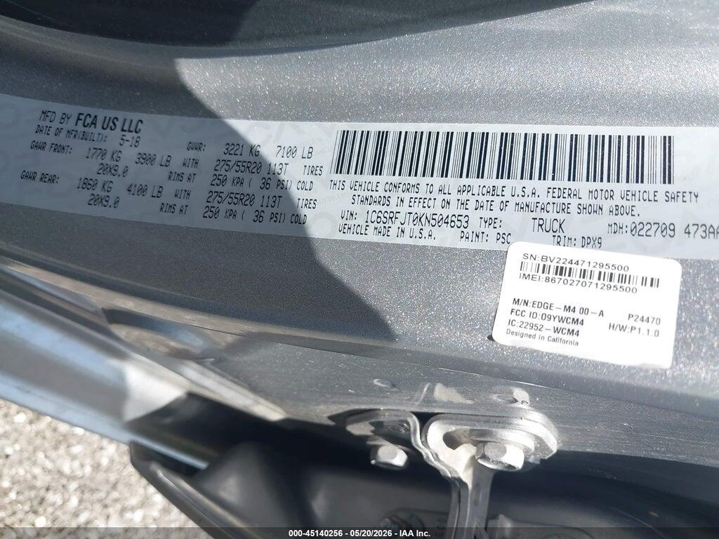 1C6SRFJT0KN504653 2019 RAM 1500 photo no. 9
