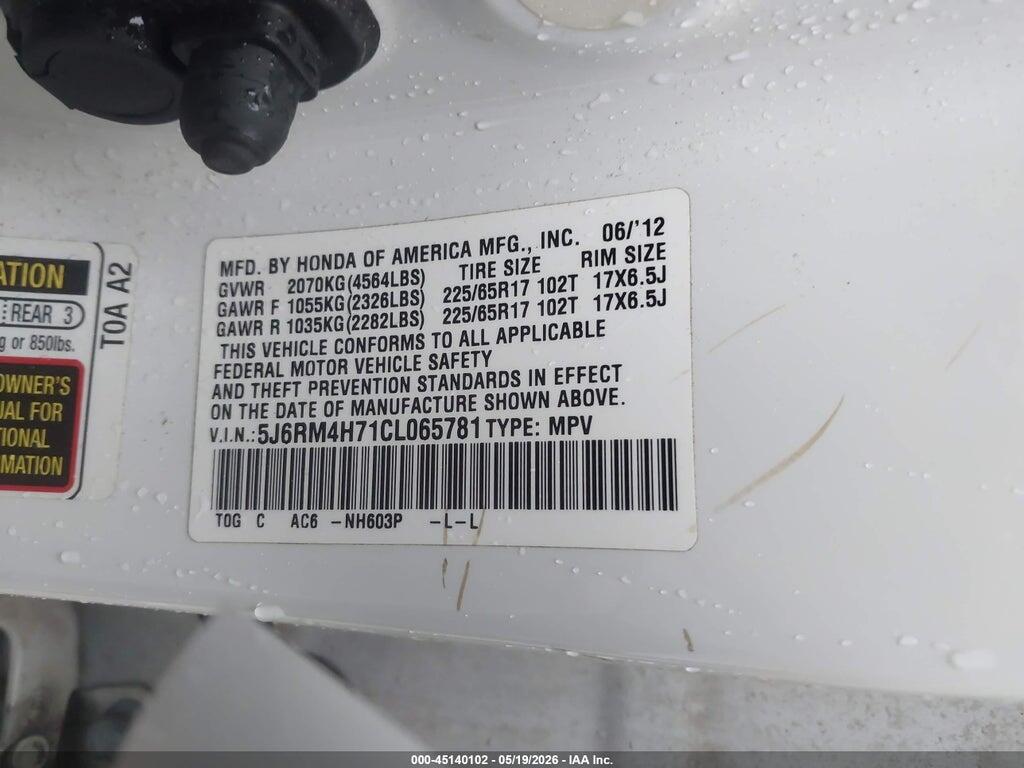 5J6RM4H71CL065781 2012 HONDA CR-V photo no. 9
