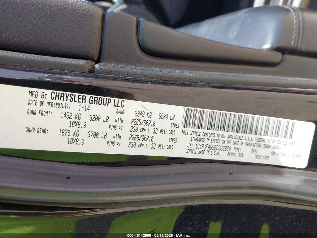1C4RJFAG5EC383930 2014 JEEP GRAND CHEROKEE photo no. 9