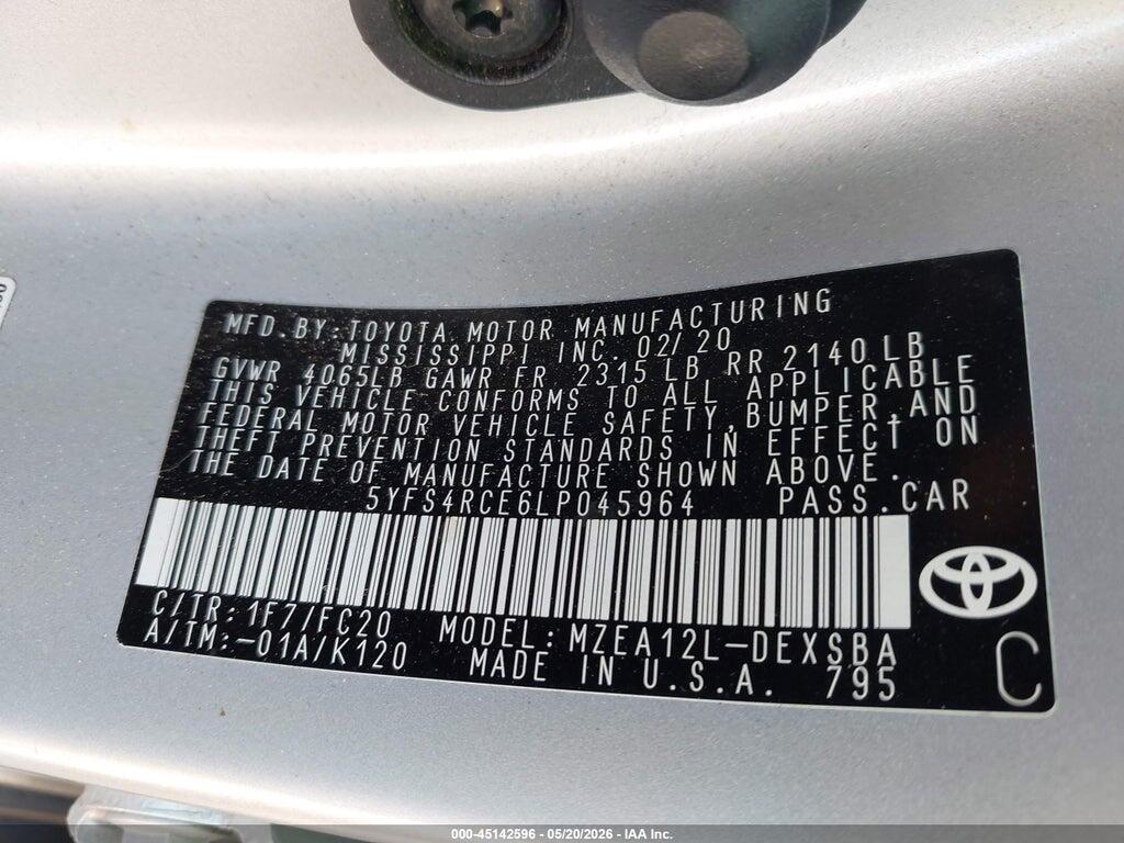 5YFS4RCE6LP045964 2020 TOYOTA COROLLA photo no. 9