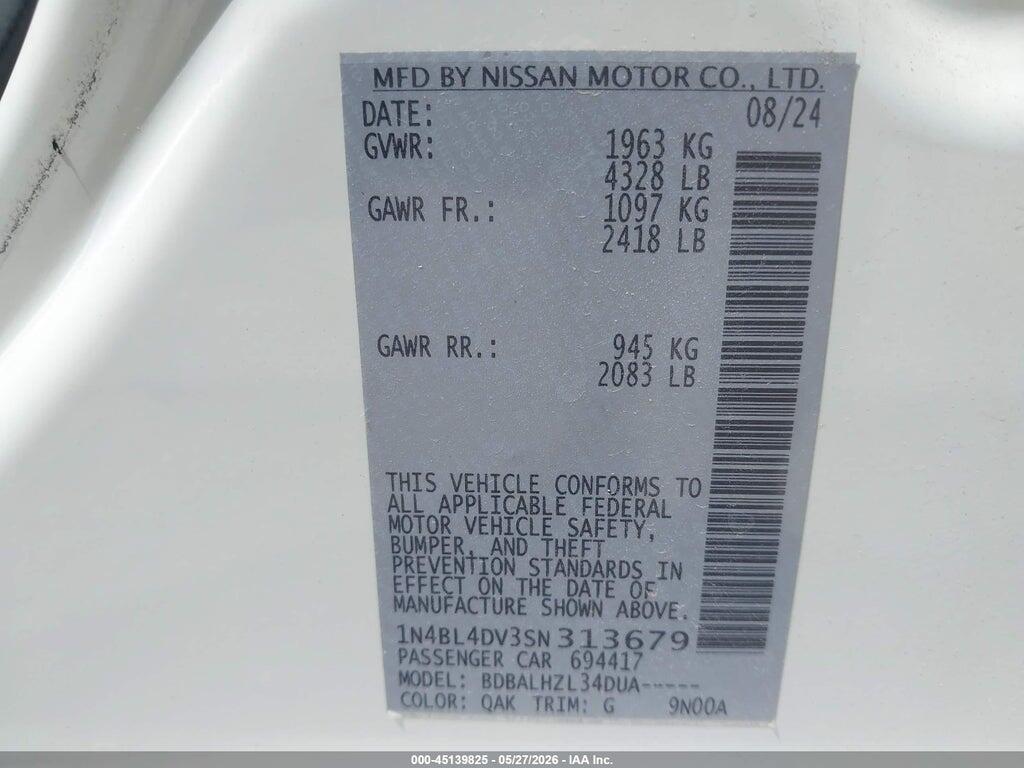 1N4BL4DV3SN313679 2025 NISSAN ALTIMA photo no. 9