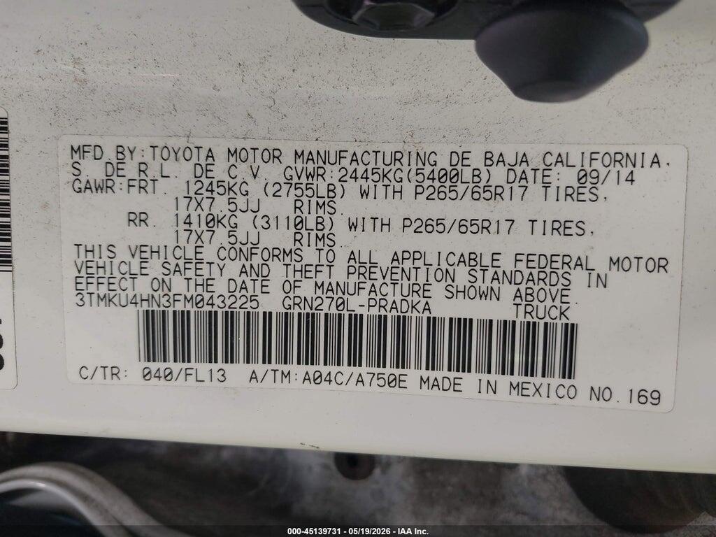 3TMKU4HN3FM043225 2015 TOYOTA TACOMA photo no. 9
