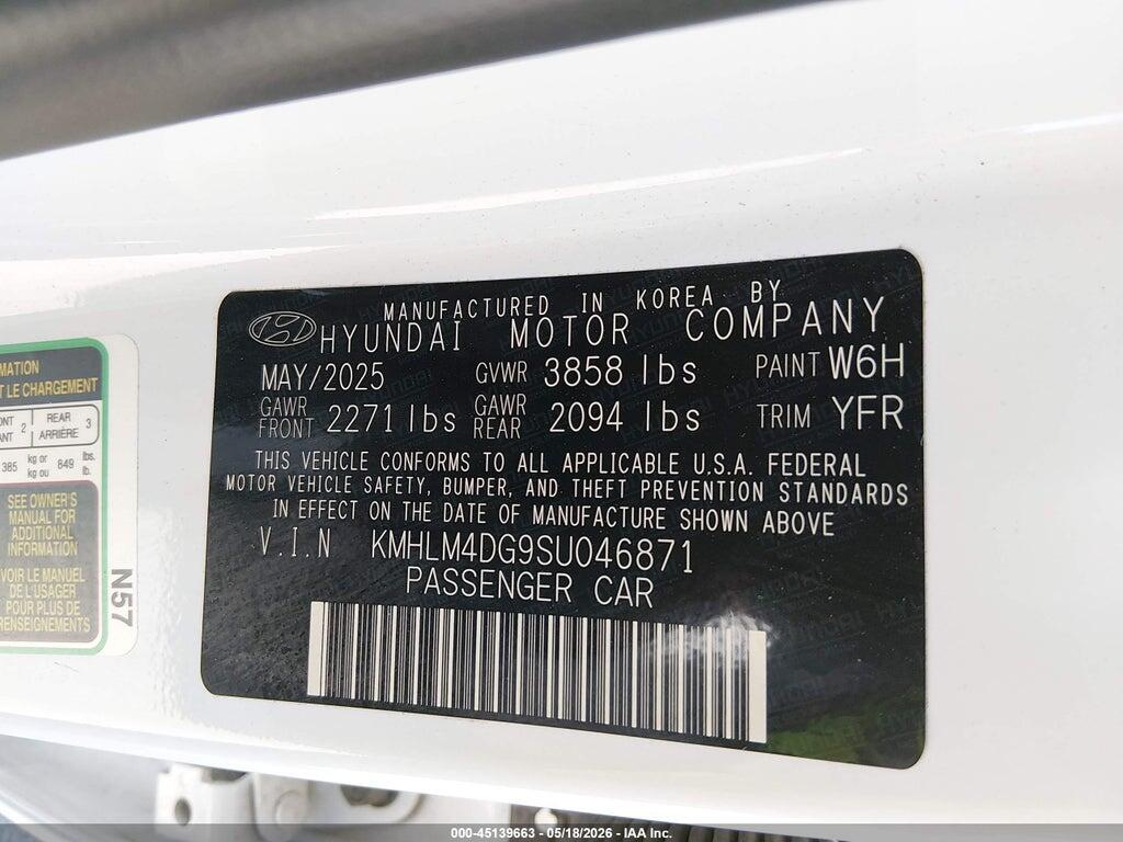 KMHLM4DG9SU046871 2025 HYUNDAI ELANTRA photo no. 9