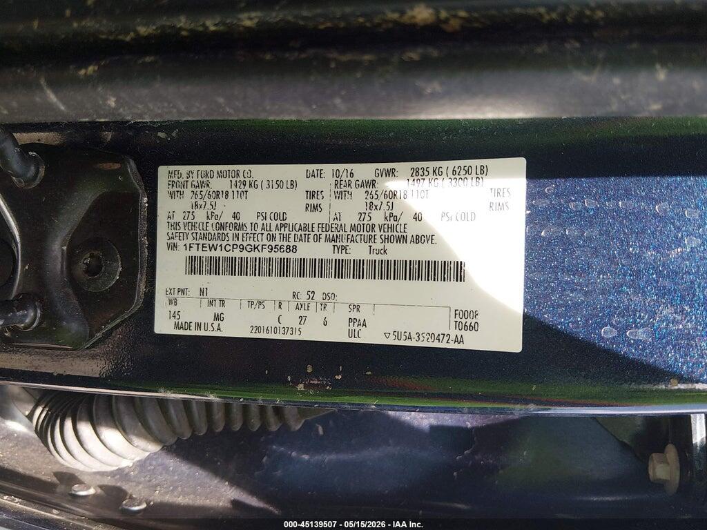 1FTEW1CP9GKF95688 2016 FORD F-150 photo no. 9