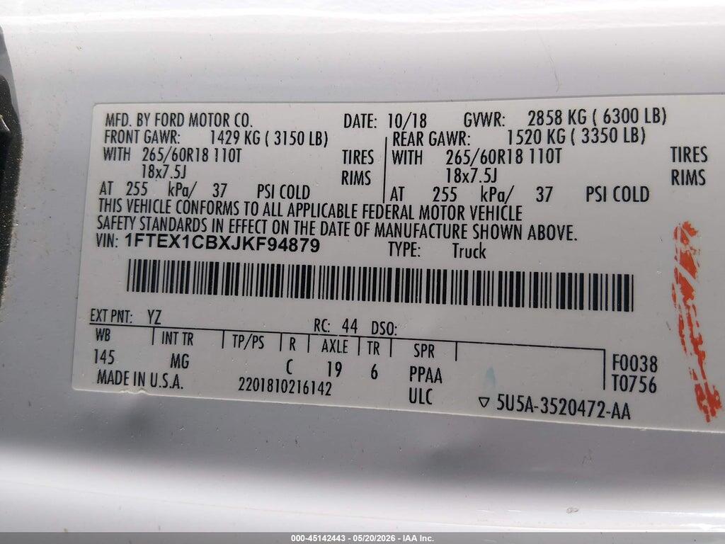 1FTEX1CBXJKF94879 2018 FORD F-150 photo no. 9
