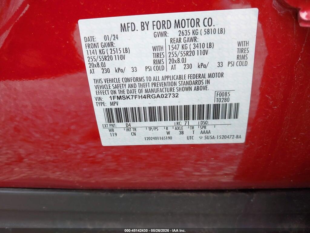 1FMSK7FH4RGA02732 2024 FORD EXPLORER photo no. 9