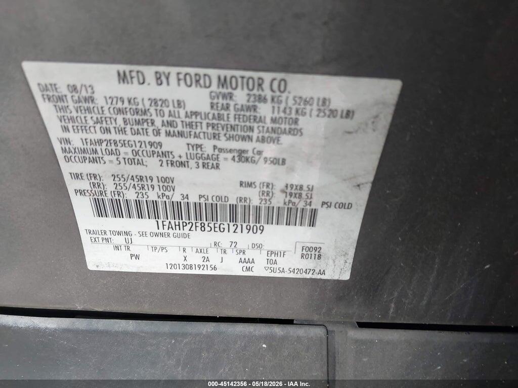 1FAHP2F85EG121909 2014 FORD TAURUS photo no. 9