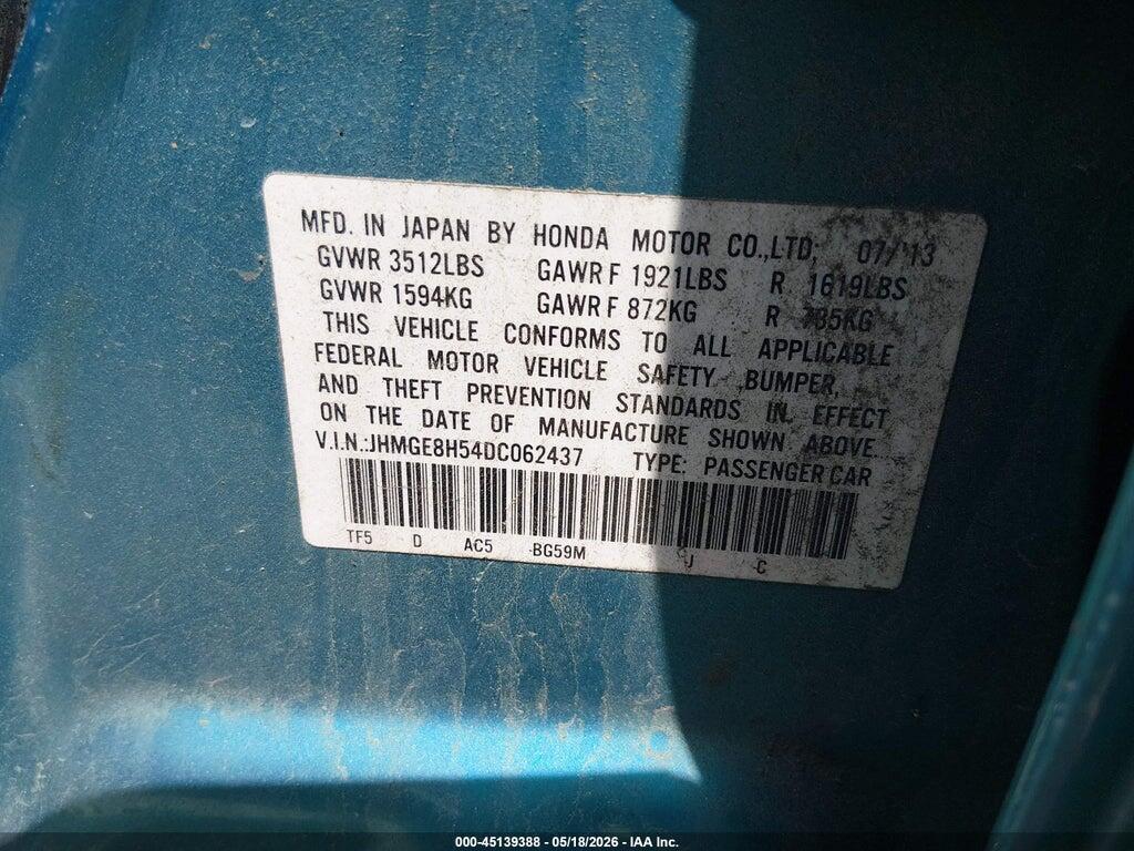 JHMGE8H54DC062437 2013 HONDA FIT photo no. 9