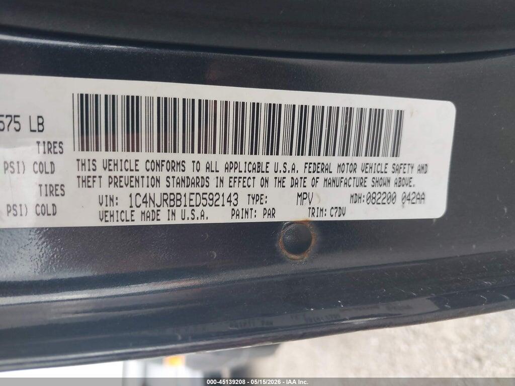 1C4NJRBB1ED592143 2014 JEEP PATRIOT photo no. 9