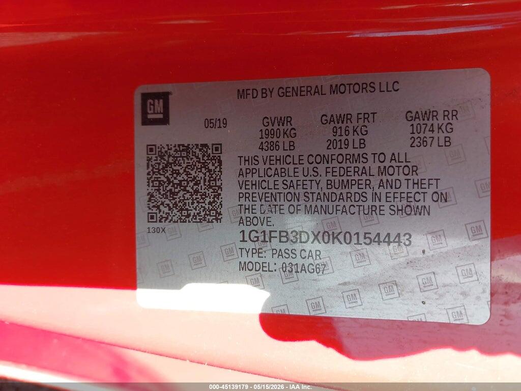 1G1FB3DX0K0154443 2019 CHEVROLET CAMARO photo no. 9