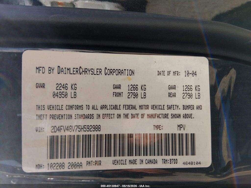 2D4FV48V75H592988 2005 DODGE MAGNUM photo no. 9