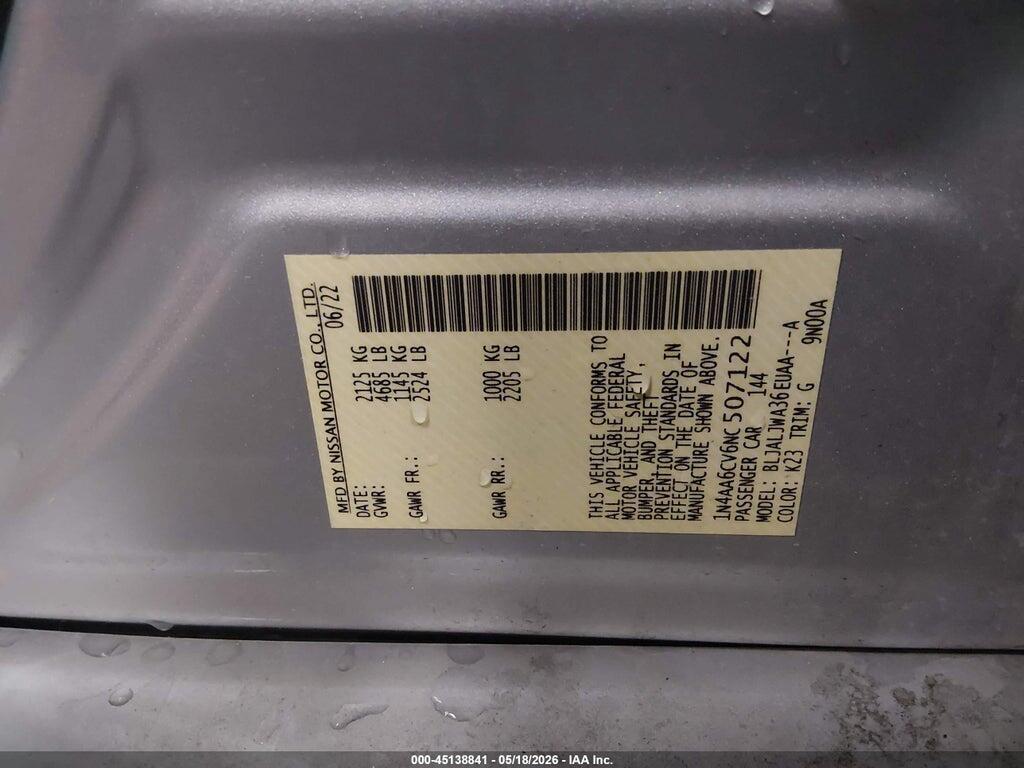 1N4AA6CV6NC507122 2022 NISSAN MAXIMA photo no. 9