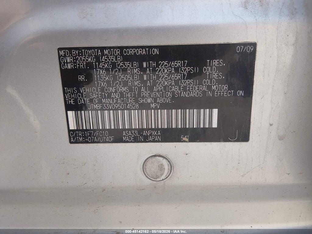JTMBF33V095014528 2009 TOYOTA RAV4 photo no. 9
