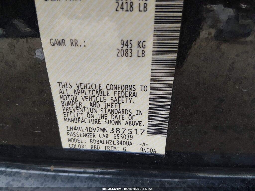 1N4BL4DV2MN387517 2021 NISSAN ALTIMA photo no. 9