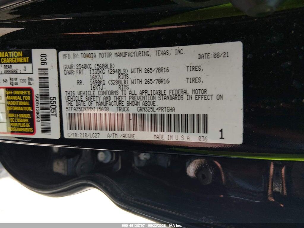 5TFAZ5CN3MX115638 2021 TOYOTA TACOMA photo no. 9
