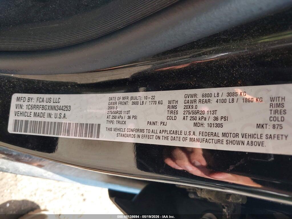 1C6RRFBGXNN344253 2022 RAM 1500 photo no. 9