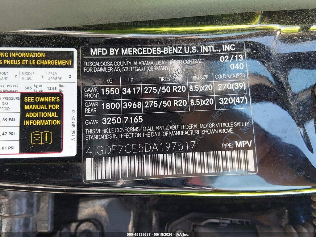 4JGDF7CE5DA197517 2013 MERCEDES-BENZ GL 450 photo no. 9