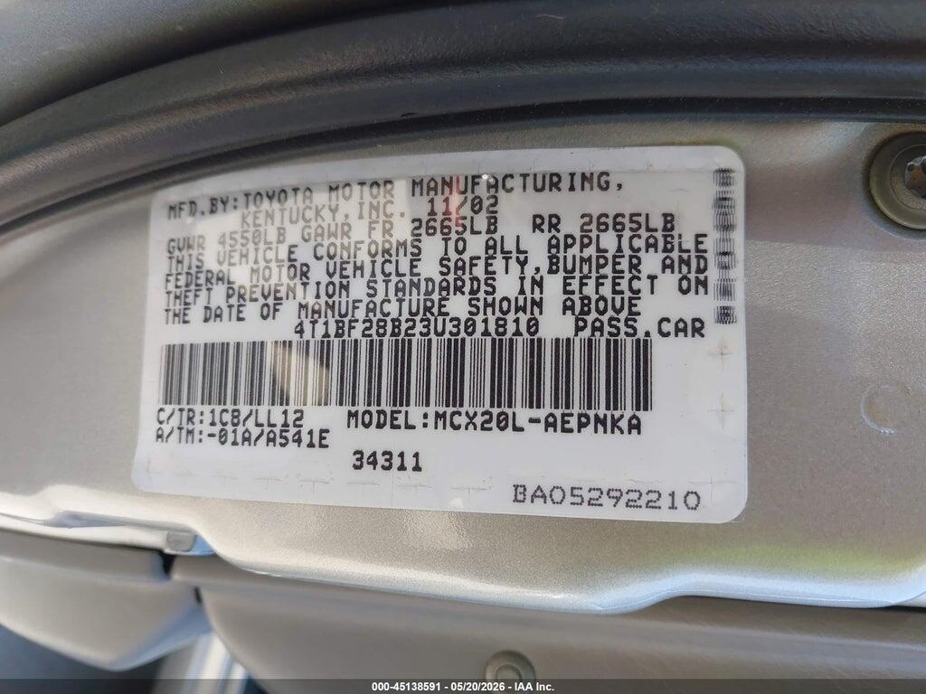 4T1BF28B23U301810 2003 TOYOTA AVALON photo no. 9