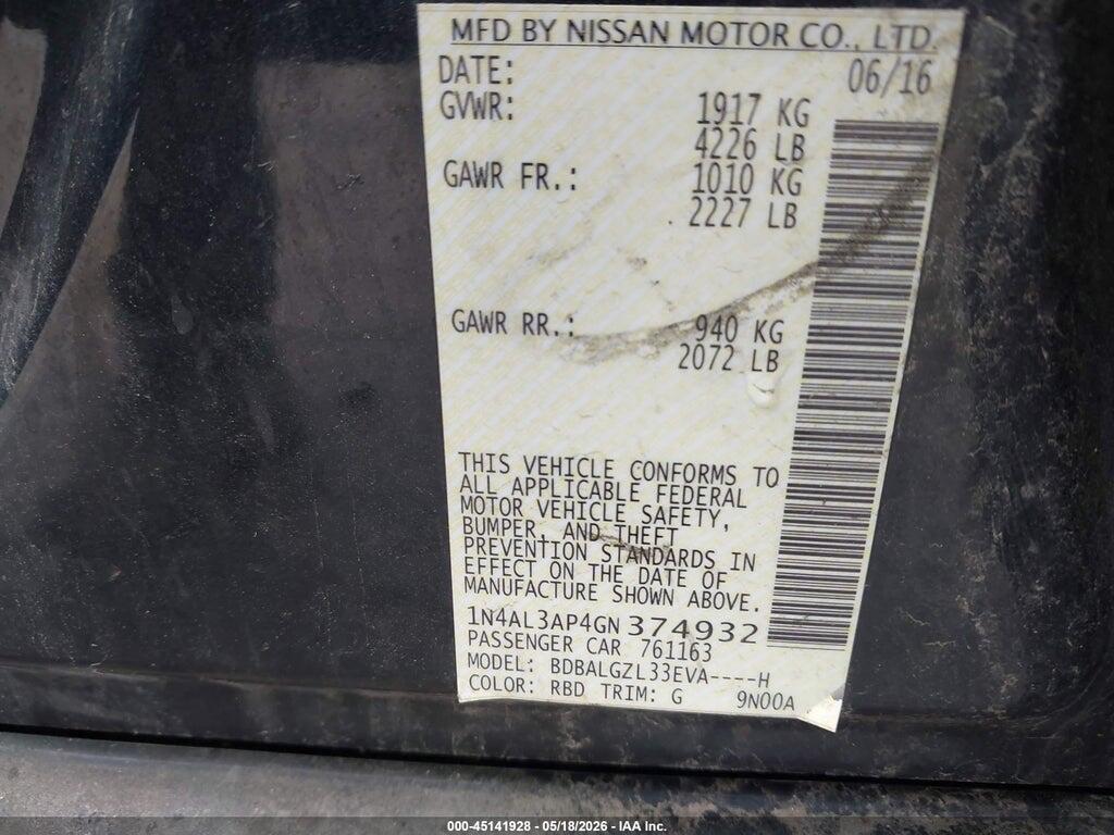 1N4AL3AP4GN374932 2016 NISSAN ALTIMA photo no. 9