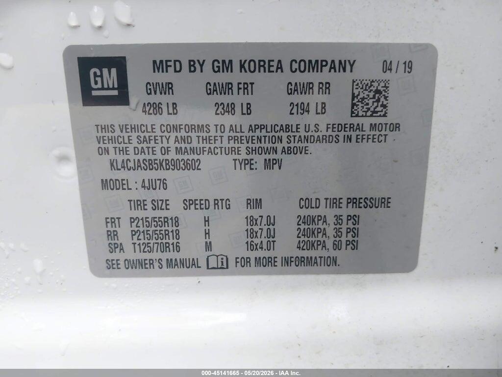 KL4CJASB5KB903602 2019 BUICK ENCORE photo no. 9
