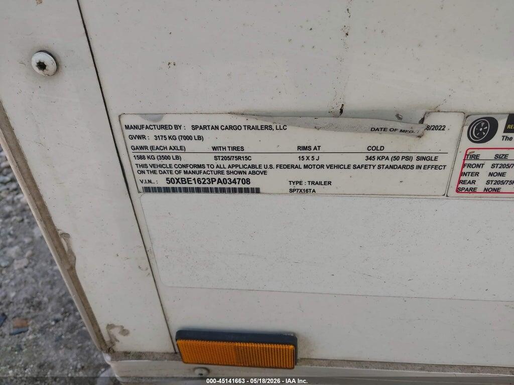 50XBE1623PA034708 2023 SPARTA MANUFACTURING CORP OTHER photo no. 9