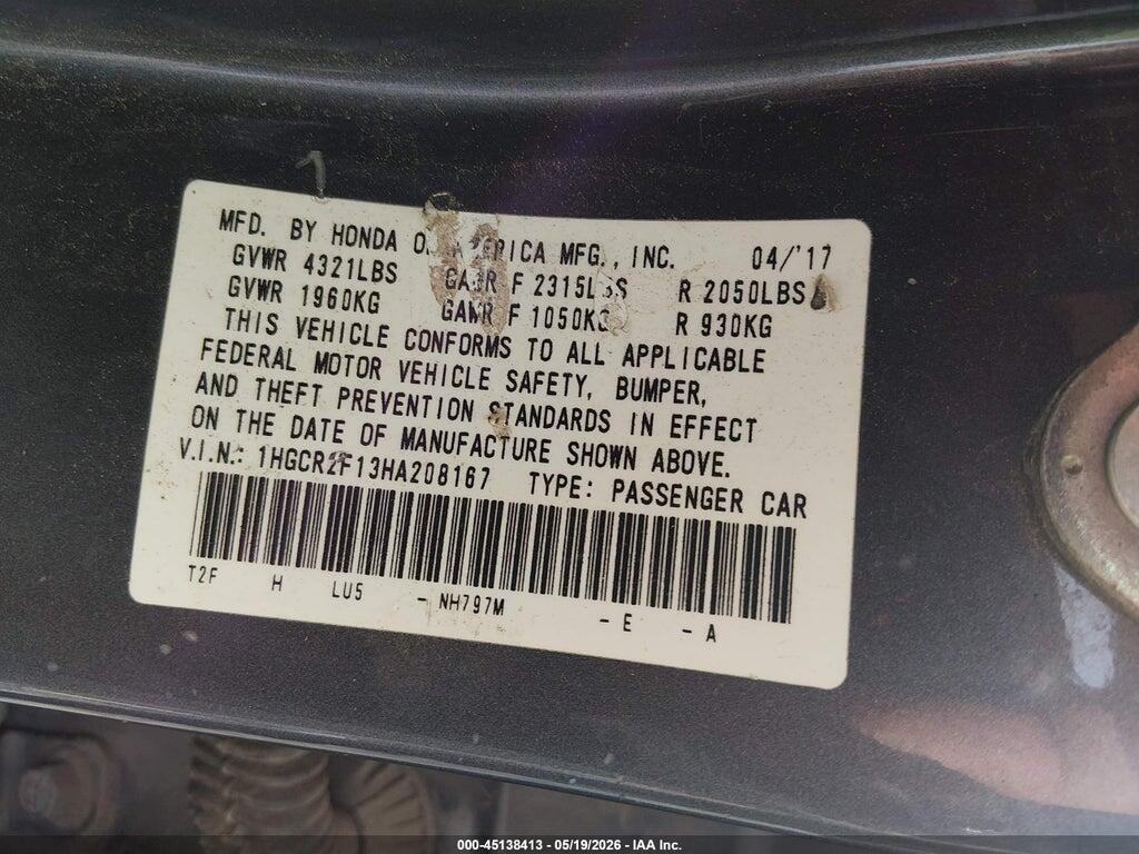 1HGCR2F13HA208167 2017 HONDA ACCORD photo no. 9