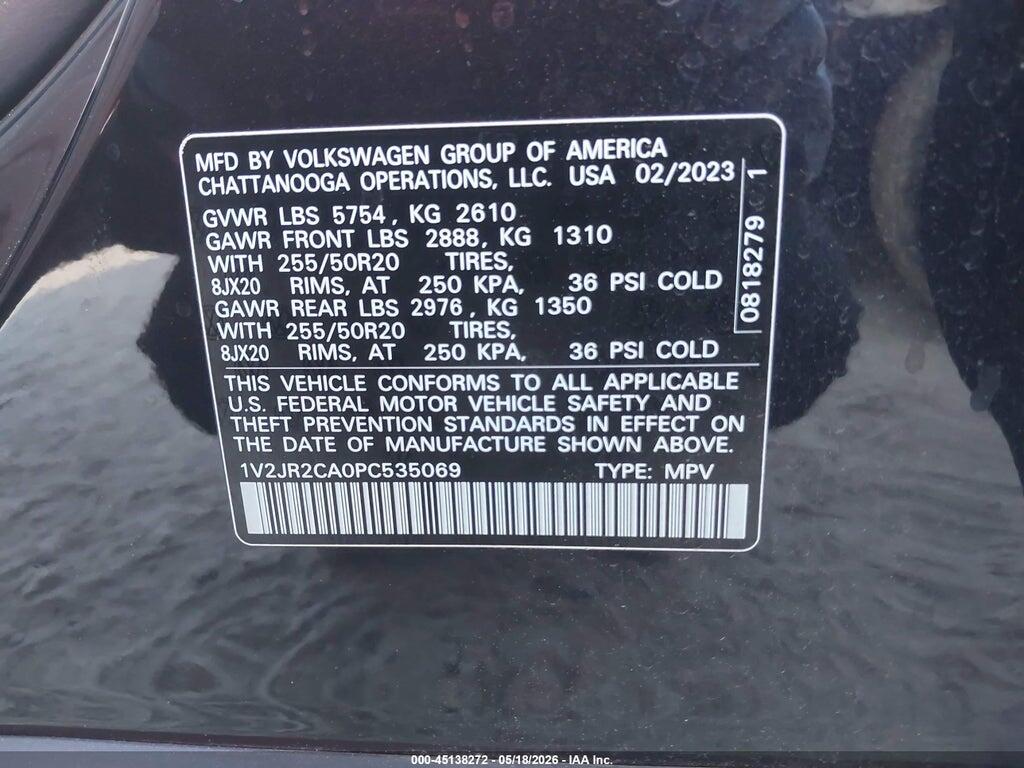 1V2JR2CA0PC535069 2023 VOLKSWAGEN ATLAS photo no. 9