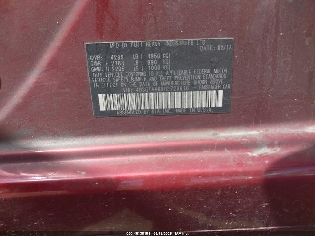4S3GTAA69H3720616 2017 SUBARU IMPREZA photo no. 9