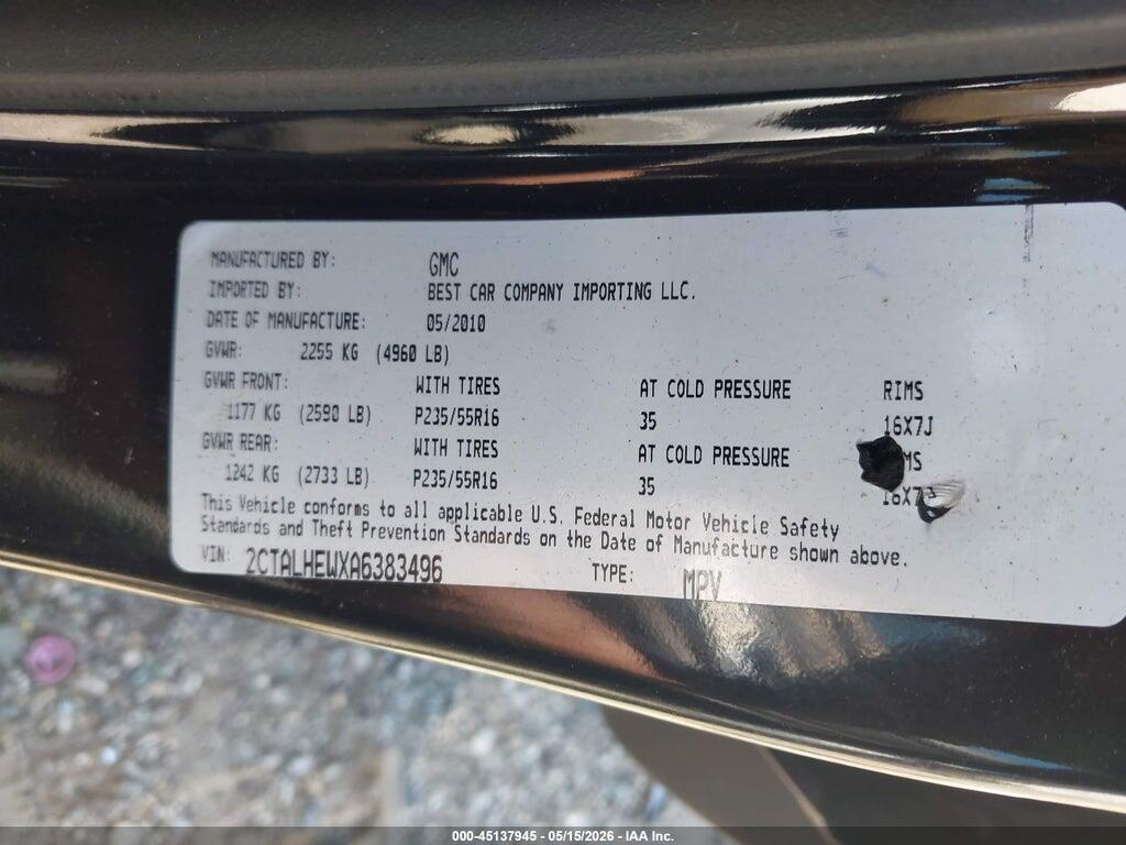 2CTALHEWXA6383496 2010 GMC TERRAIN photo no. 9