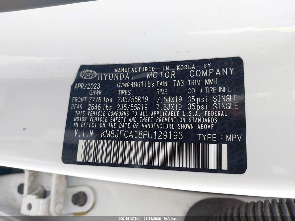 KM8JFCA18PU129193 2023 HYUNDAI TUCSON HYBRID photo no. 9