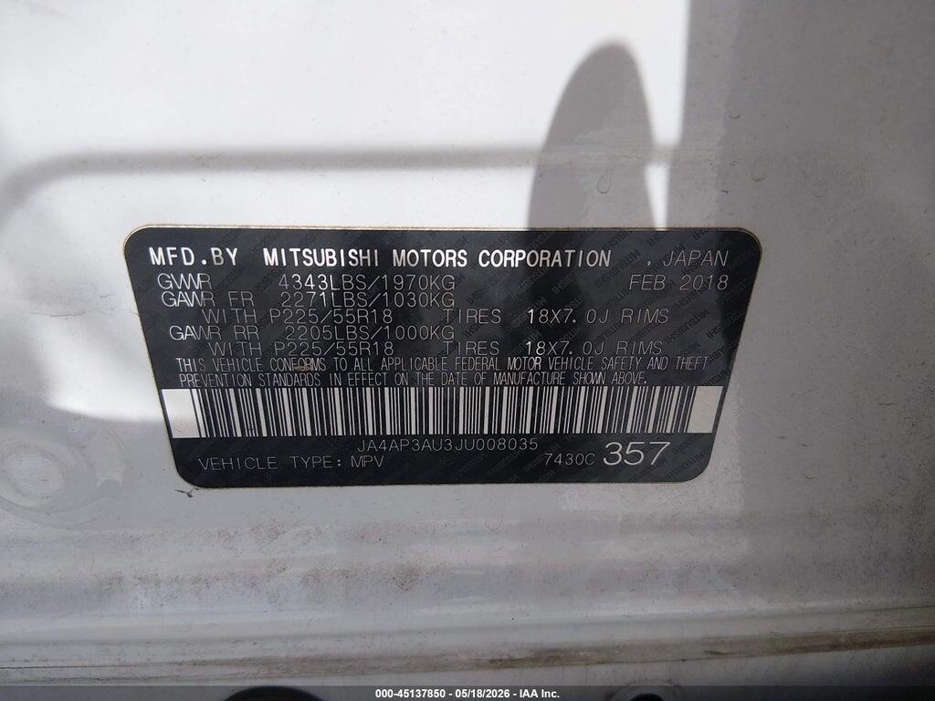 JA4AP3AU3JU008035 2018 MITSUBISHI OUTLANDER SPORT photo no. 9