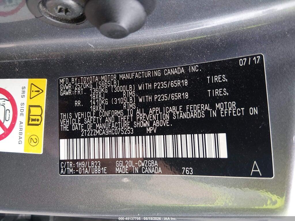 2T2ZZMCA9HC075253 2017 LEXUS RX 350 photo no. 9