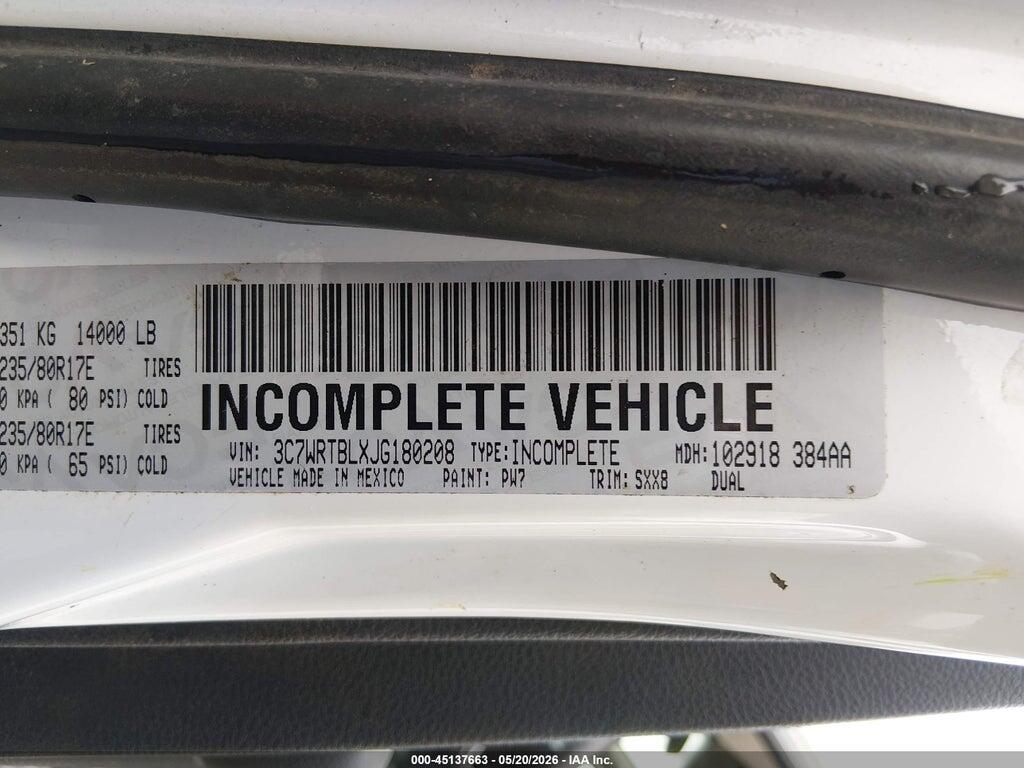 3C7WRTBLXJG180208 2018 RAM 3500 CHASSIS photo no. 9