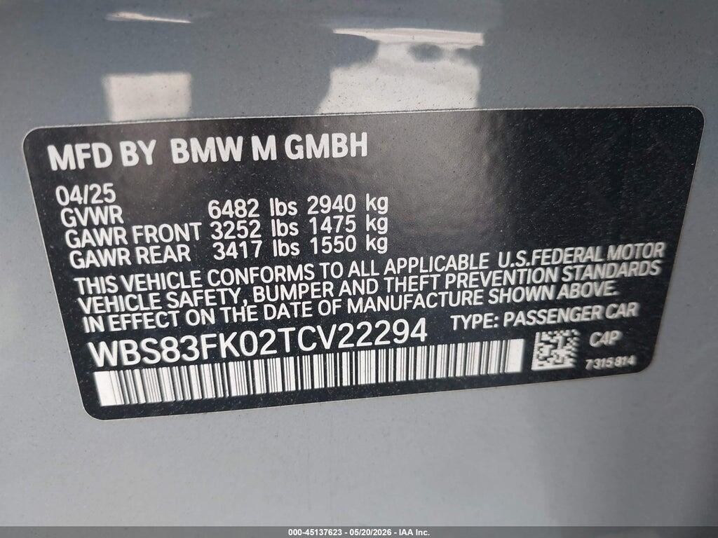 WBS83FK02TCV22294 2026 BMW M5 photo no. 9