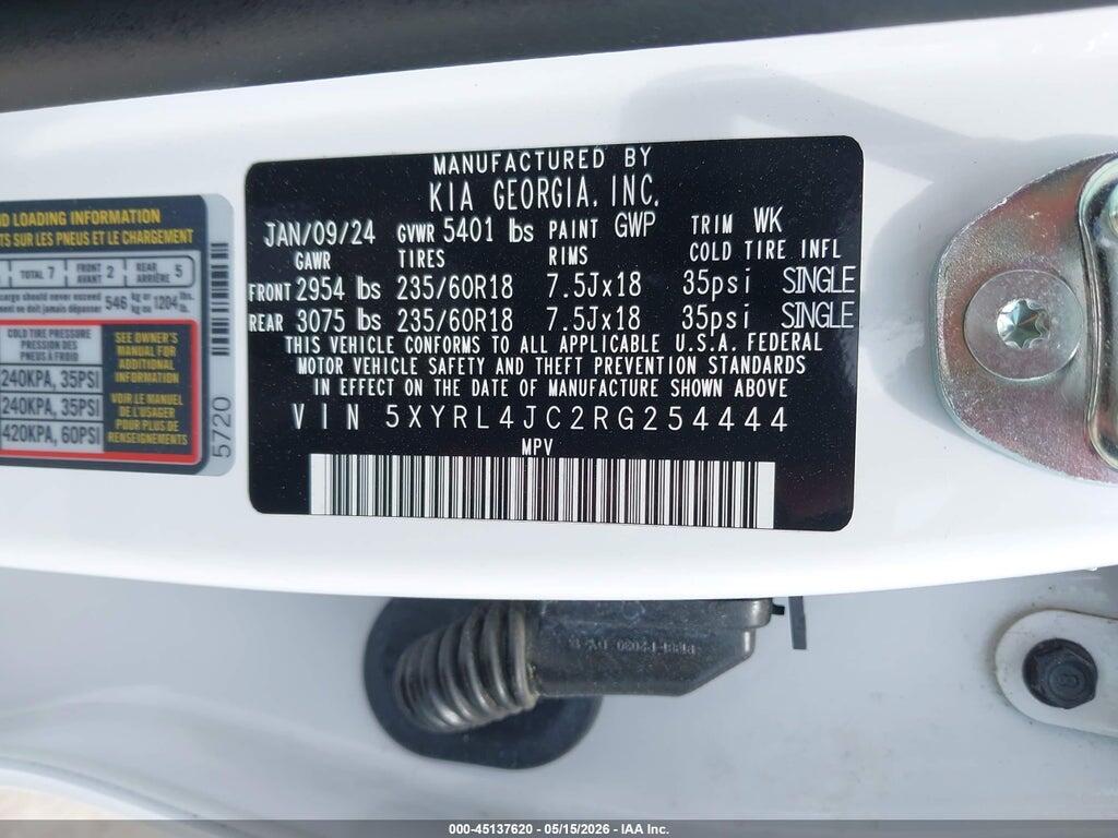 5XYRL4JC2RG254444 2024 KIA SORENTO photo no. 9