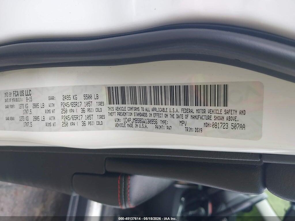 1C4PJMBS8GW130956 2016 JEEP CHEROKEE photo no. 9