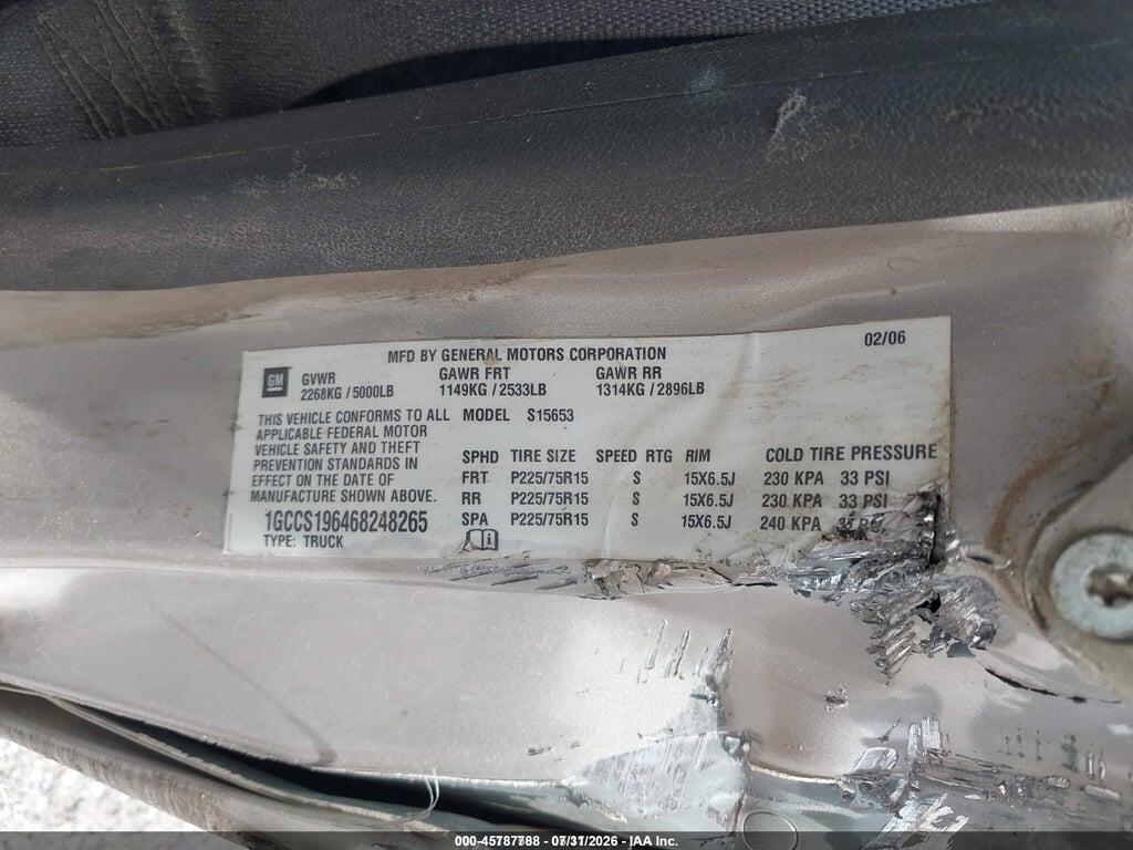 1GCCS196468248265 2006 CHEVROLET COLORADO photo no. 9