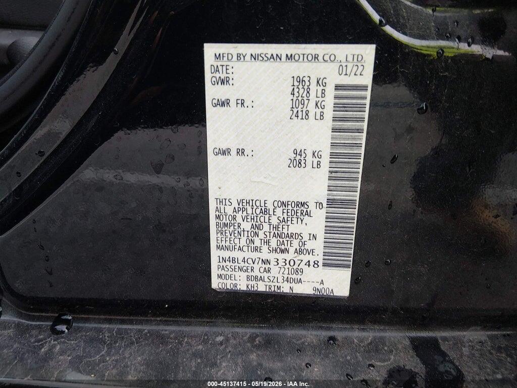 1N4BL4CV7NN330748 2022 NISSAN ALTIMA photo no. 9