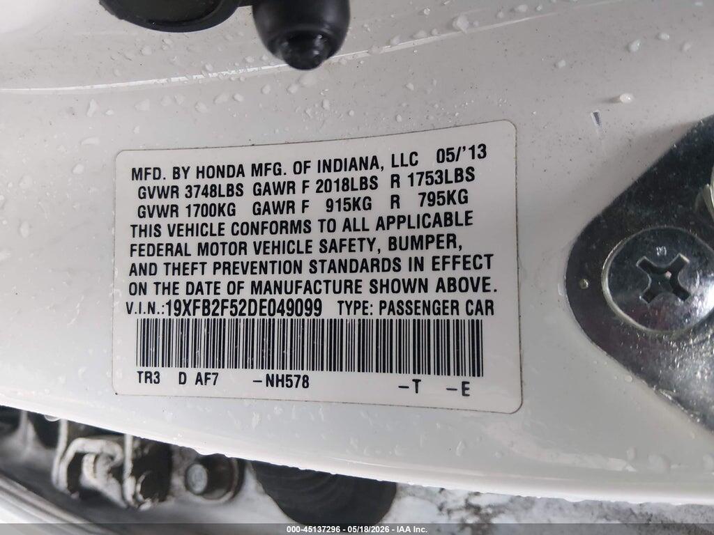 19XFB2F52DE049099 2013 HONDA CIVIC photo no. 9