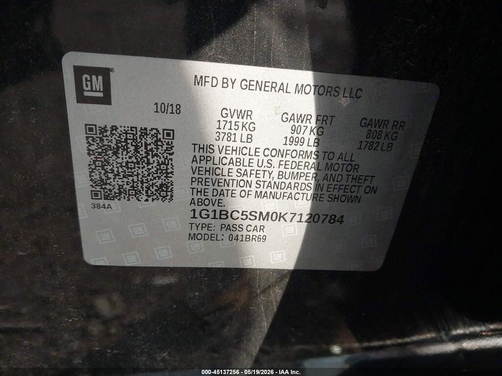 1G1BC5SM0K7120784 2019 CHEVROLET CRUZE photo no. 9
